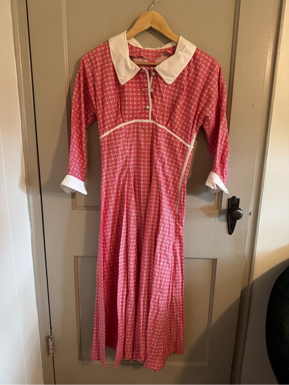 Handmade 1970s red collared dress